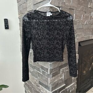 Princess Polly Burnout Velvet Floral Crop Top